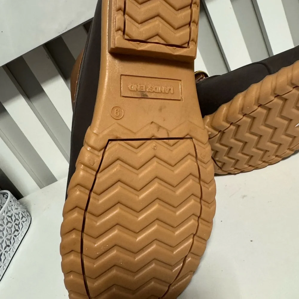 Lands' End Men's Two-Tone Waterproof Duck Boots in Brown and Dark Brown